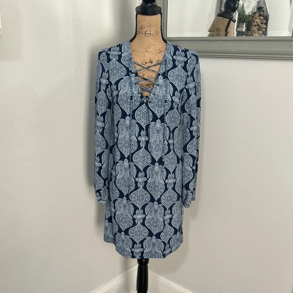 mark. Blue Patterned Dress - Picture 1 of 8